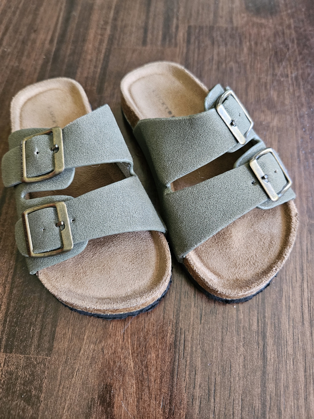 Lucky Brand Olive Green Double-Buckle Kids Slide Sandals